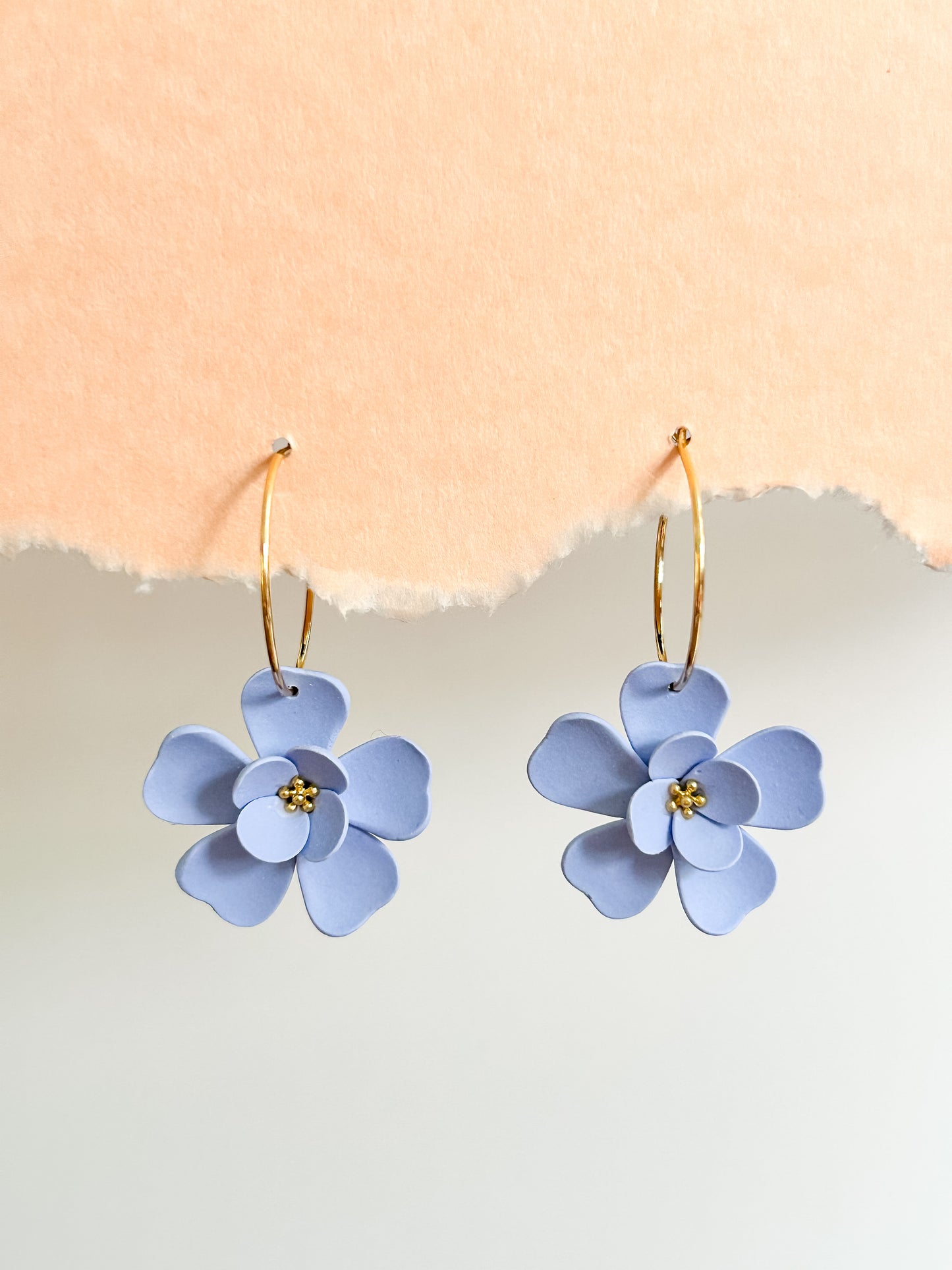 Periwinkle Blue Floral Hoops
