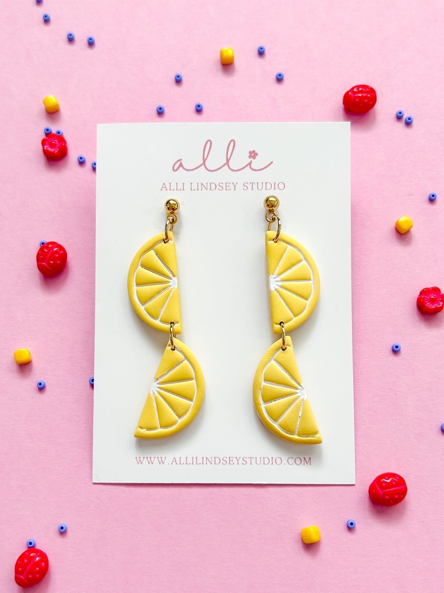 Yellow Lemon Dangle Earrings