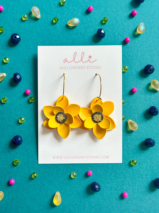 Sunflower Hoop Earrings