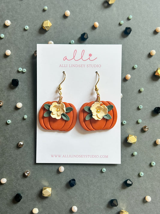 Floral Pumpkin Earrings