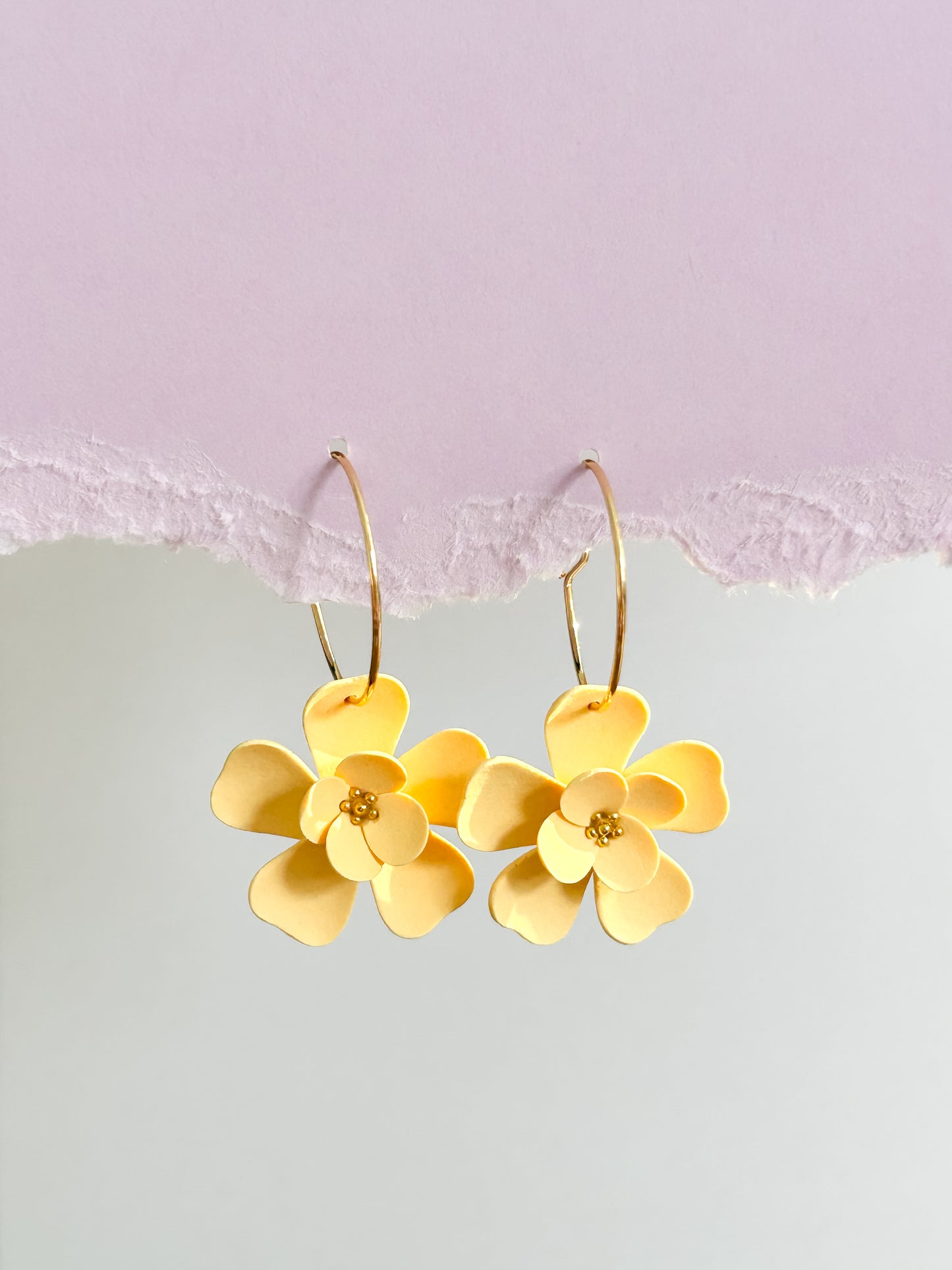 Buttercup Yellow Floral Hoops