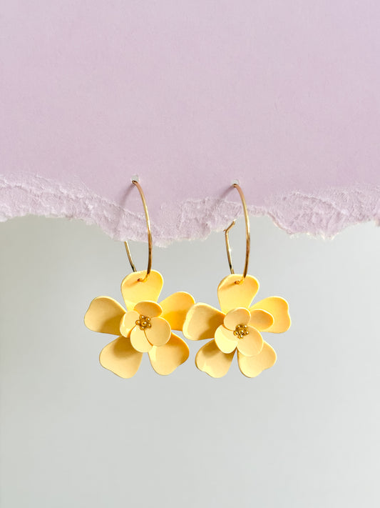 Buttercup Yellow Floral Hoops