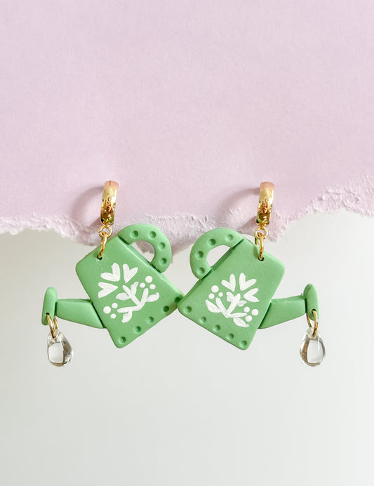 Spring Green Watering Can Earrings