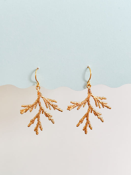 Gold Coral Branch Earrings