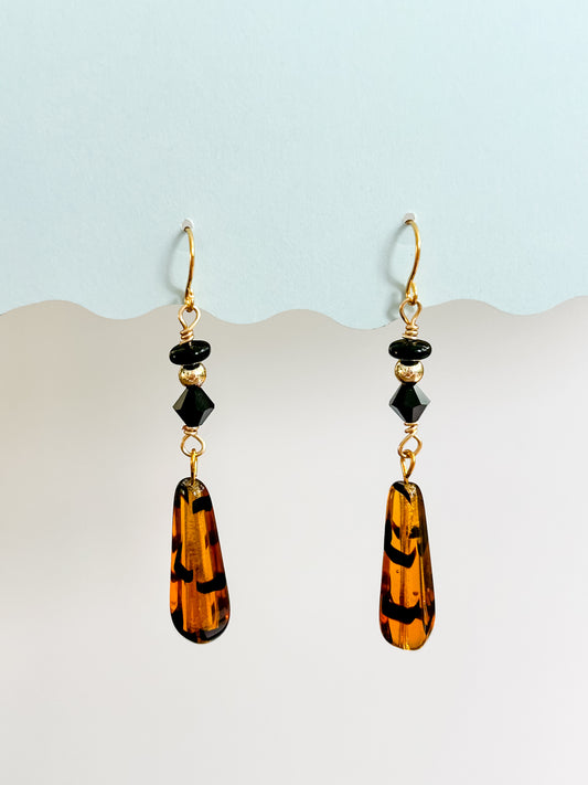 Glass Tortoise Bead Drop Earrings