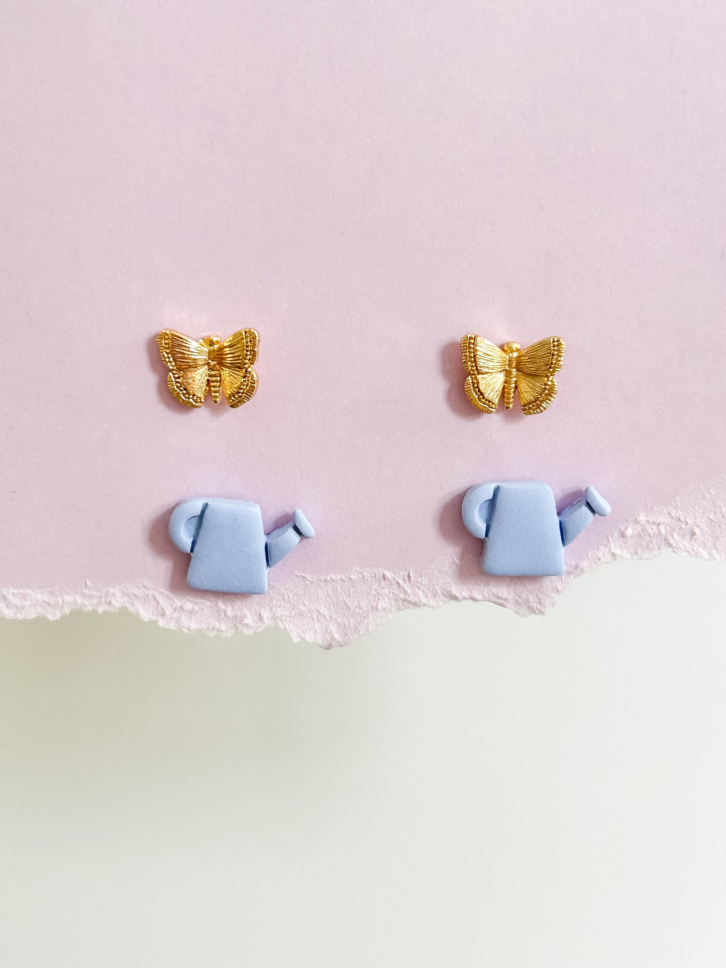 Watering Can & Butterfly Stud Earrings