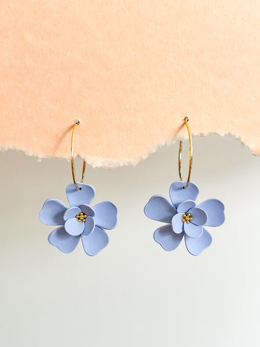 Periwinkle Blue Floral Hoops