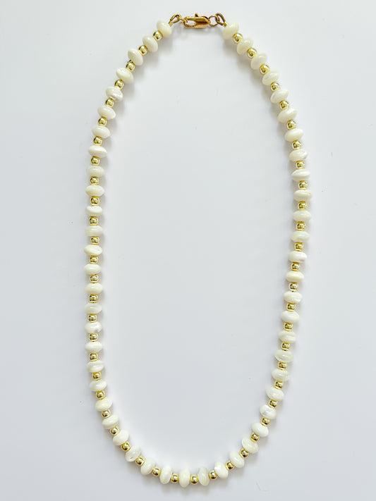 Glass Pearls & Gold Hematite Necklace