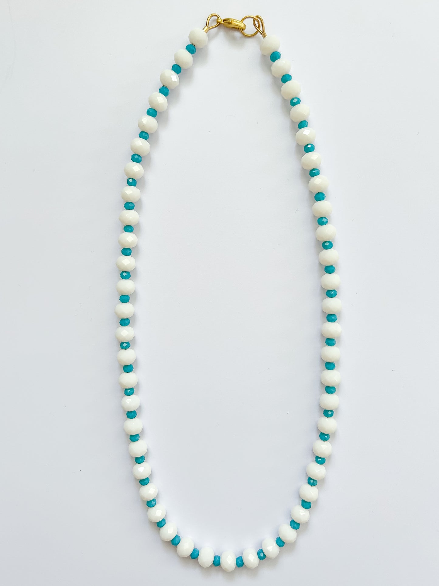 White & Turquoise Glass Necklace