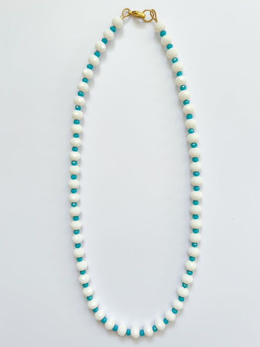 White & Turquoise Glass Necklace