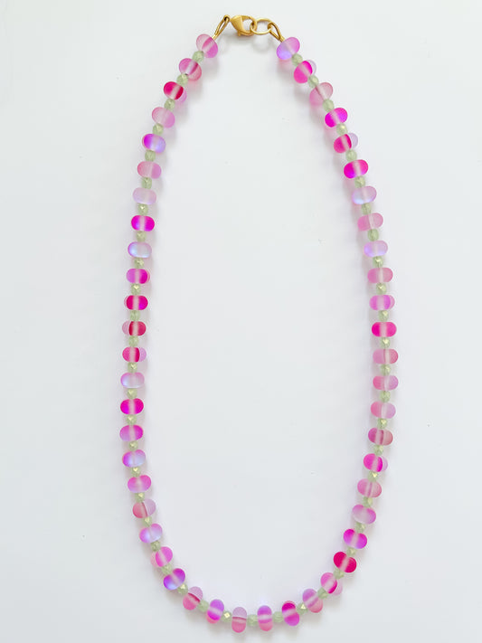 Matte Pink Optic Glass Necklace