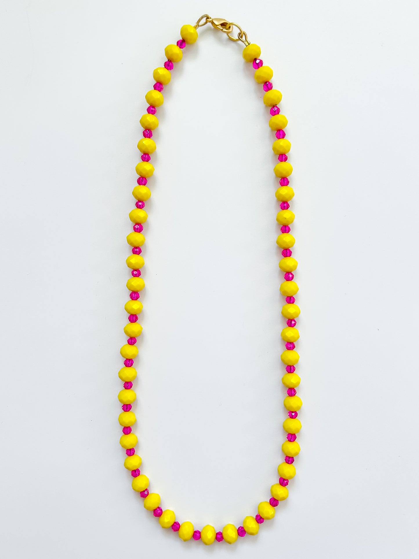 Sunshine Yellow & Fuchsia Pink Glass Necklace