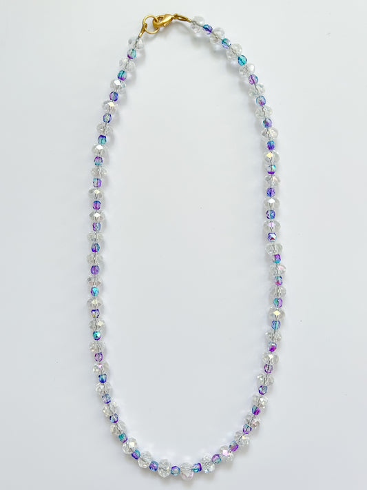 Clear & Ocean Blue Crystal Glass Necklace