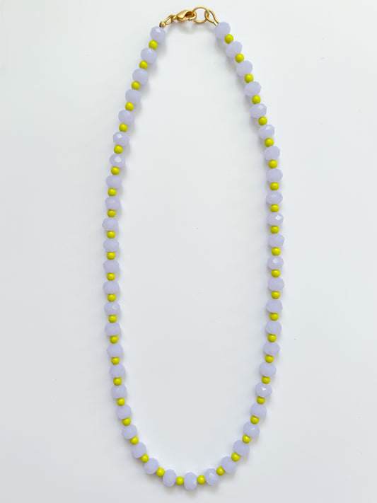 Light Lavender & Lime Green Glass Necklace