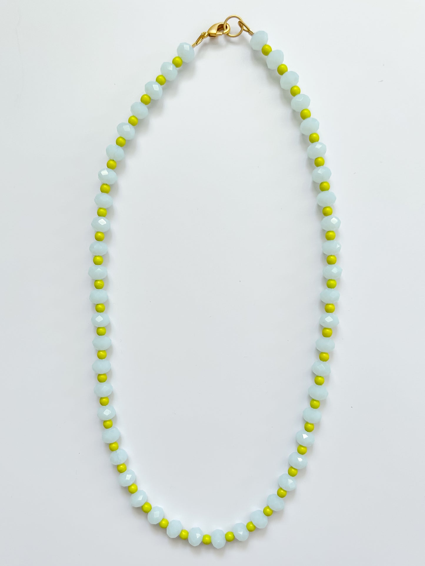 Sky Blue & Lime Green Glass Necklace