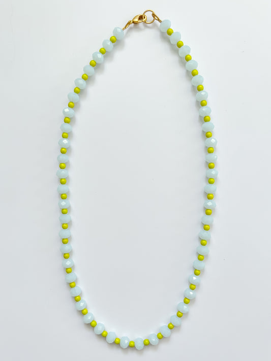 Sky Blue & Lime Green Glass Necklace