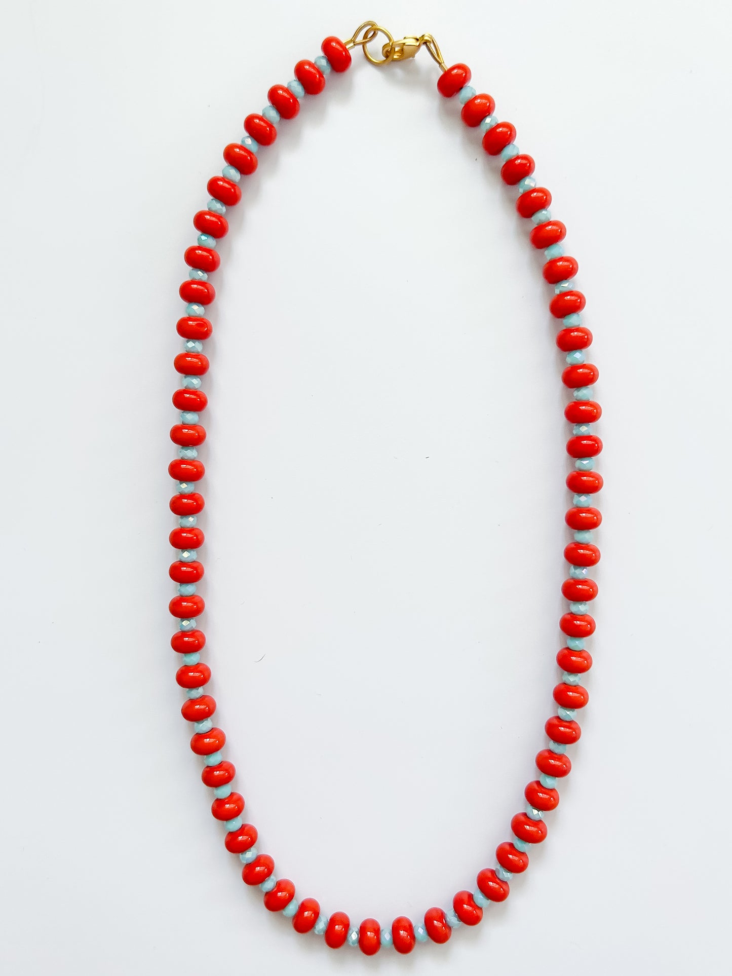 Red & Sky Blue Glass Necklace