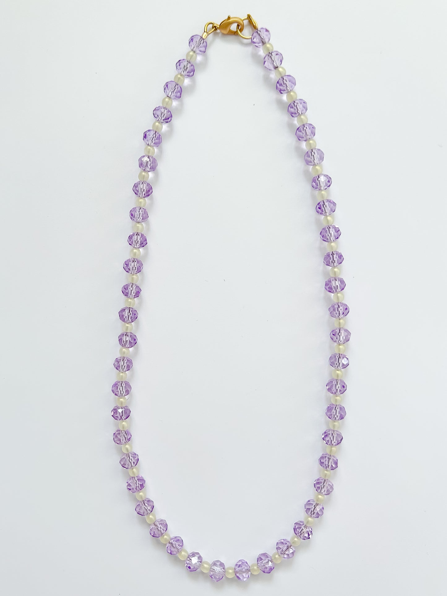 Clear Lilac & Light Lemon Cream Glass Necklace